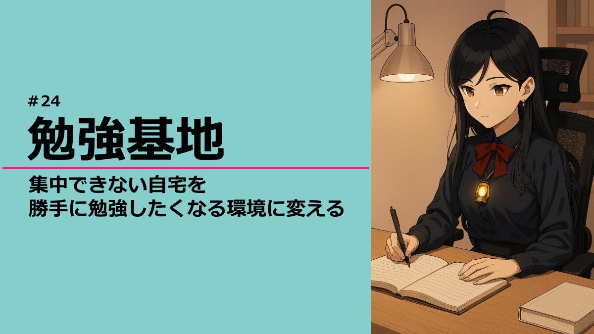 自宅の部屋で集中して勉強する灯さん